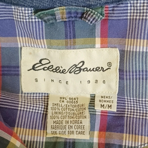 Vintage EDDIE Bauer Plaid Quarter Zip Windbreaker Jacket - Picture 7 of 8
